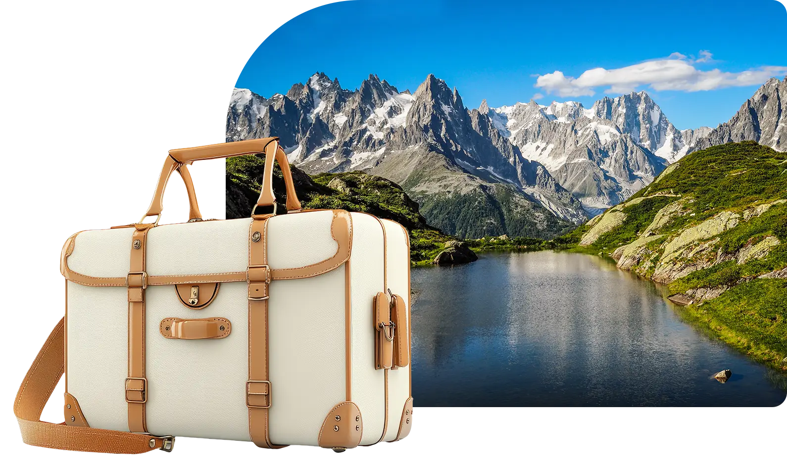 mountain and suitcase